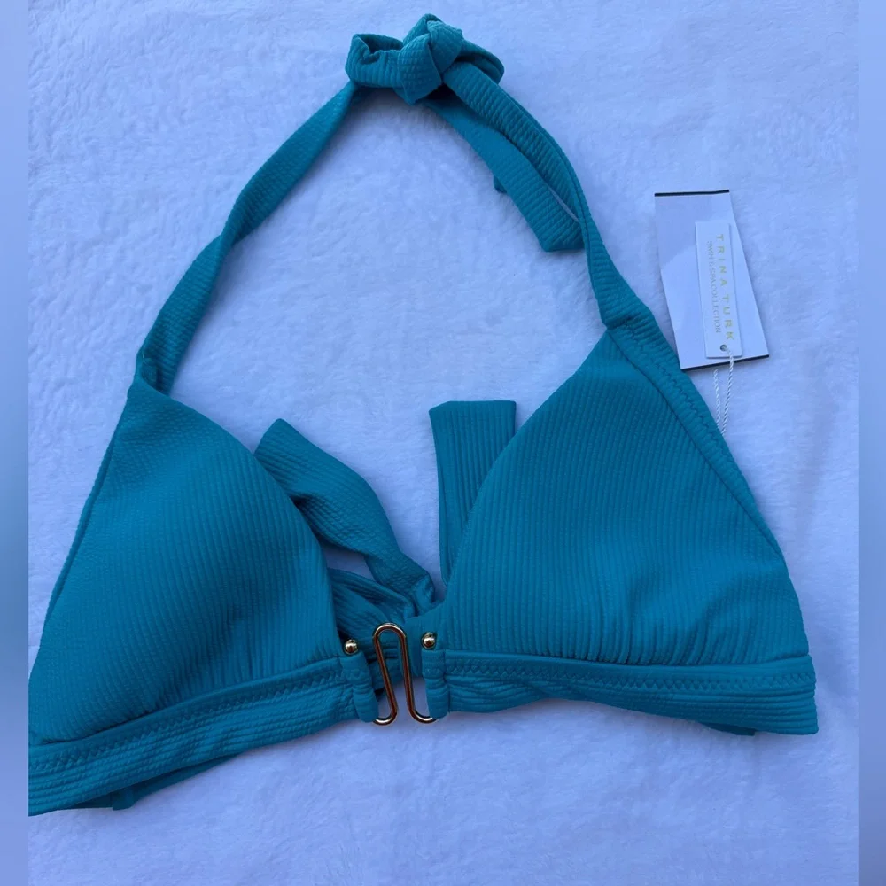 Trina Turk Ripple Rib Knit Halter bikini top